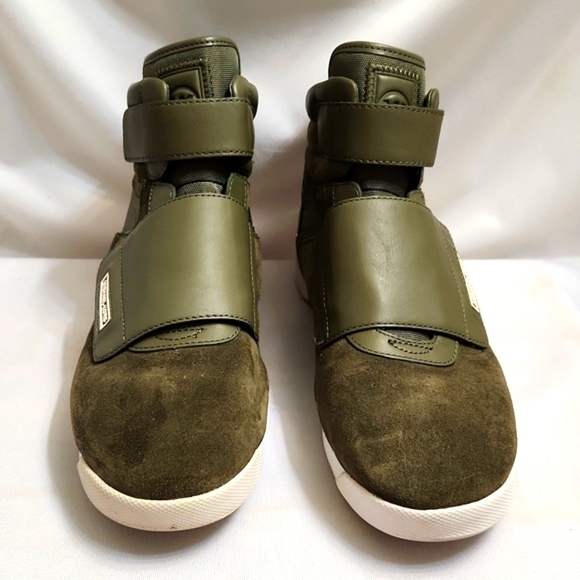 Michael Kors Shoes - Michael Michael Kors Addie High-top Leather Olive Gold Sneakers (W Size 7.5)